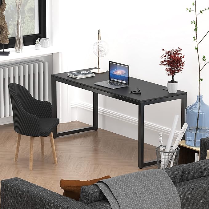 SHW 55-Inch Commercial-Grade Office Computer Desk, Black