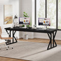 Tribesigns 78.7-Inch Executive Desk, Large Computer Office Desk Workstation, Modern Simple Style Laptop Desk Study Writing Table Business Furniture for Home Office (Black, 78.7 Inch)