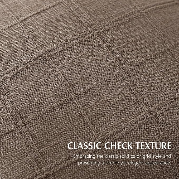 Foindtower Set of 2 Decorative Linen Check Throw Pillow Covers Neutral Farmhouse Vintage Cushion Covers Modern Boho Home Decor for Sofa Chair Couch Bedroom Living Room Outdoor,20×20 Inch,Taupe Grey