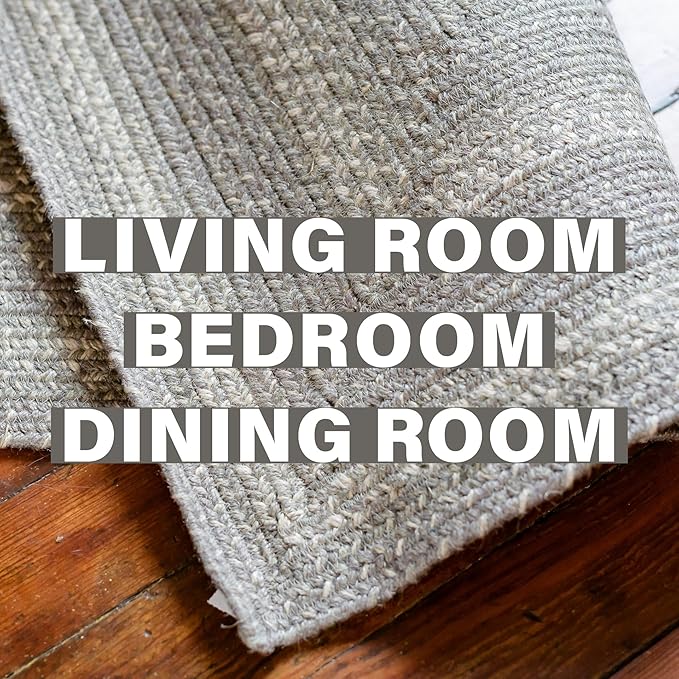 Grey Cloud Jute Braided Area Rug, 4x6' Rectangle, Grey, Warm Farmhouse Decor, Perfect for Kitchens and Large Entryways - Durable, Reversible and Easy to Clean