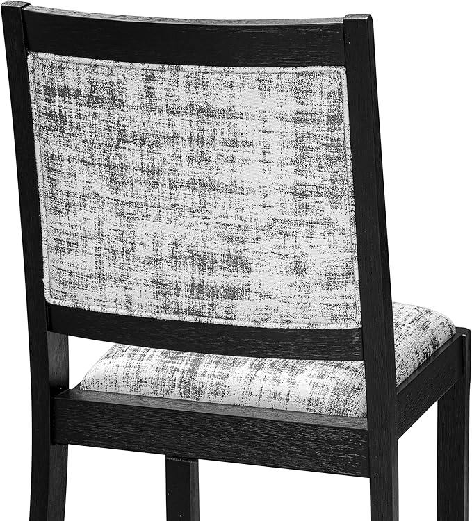 East West Furniture LGX27-BLK-30 -7 Piece Dining Set Includes a Rectangular Kitchen Table with Black Tabletop and 6 Stackable Polyester Fabric Chairs, Black