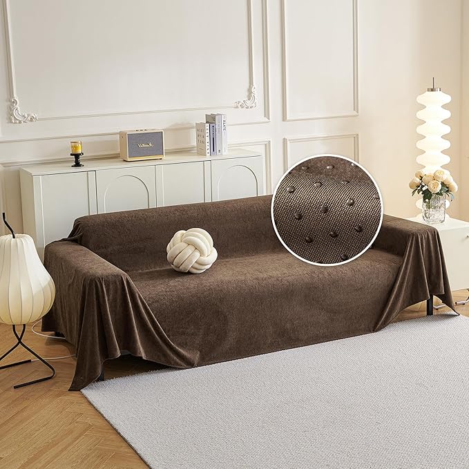 MYSKY HOME Sofa Covers Washable, Couch Covers for 3 Cushion Couch Sofa Pet Friendly Dog Couch Cover Furniture Protector Cover, Non Slip Sofa Cover, 71"x 150", Brown
