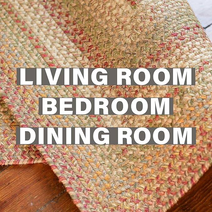 Homespice Harvest Jute Brown 4x6' Braided Area Rug for Living Room, Bedroom and Dining Room. Pet Friendly. Decor Styles- Farmhouse Rug, Rustic, Vintage, Cottage, Primitive, Country, Boho Rug