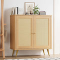 Shintenchi Rattan Buffet Cabinet with Storage, Sideboard Buffet Cabinet with Rattan Decor Doors, Modern Wood Cupboard for Kitchen Living Room Dining Room Hallway Entry, Natural