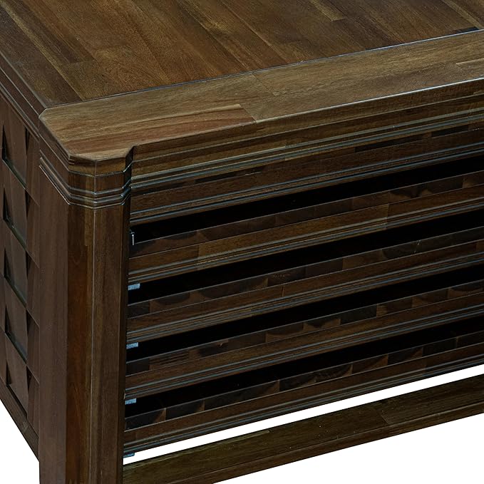 X12AS-0C8-27 - 14-Pc Dining Table Set contains an Extendable Rectangle Kitchen Table, 1 Coffee Table and 12 Polyester Fabric Dining Chairs, 39x120 Inch, Antique Walnut