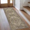 GENIMO 2'6''x14 Runner Rugs for Hallway, Machine Washable Non Slip Vintage Rugs, Low Pile Lightweight Soft Print Rug for enrtyway, Corridor, Home Office, Kitchen, Rustic Brown