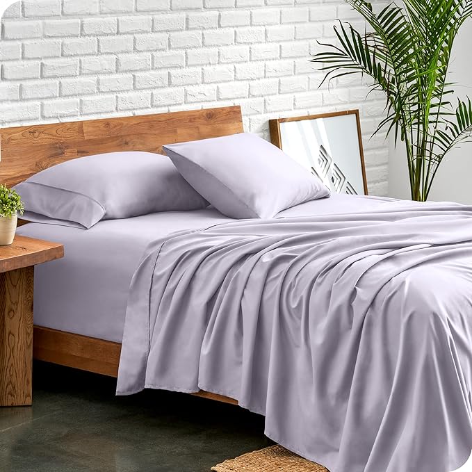 Bare Home Split Head Flex King Sheet Set - 1800 Ultra-Soft Microfiber Bed Sheets - Double Brushed - Deep Pockets - Easy Fit - 4 Piece Set - FlexTop (Split Head Flex King, Light Lavender)