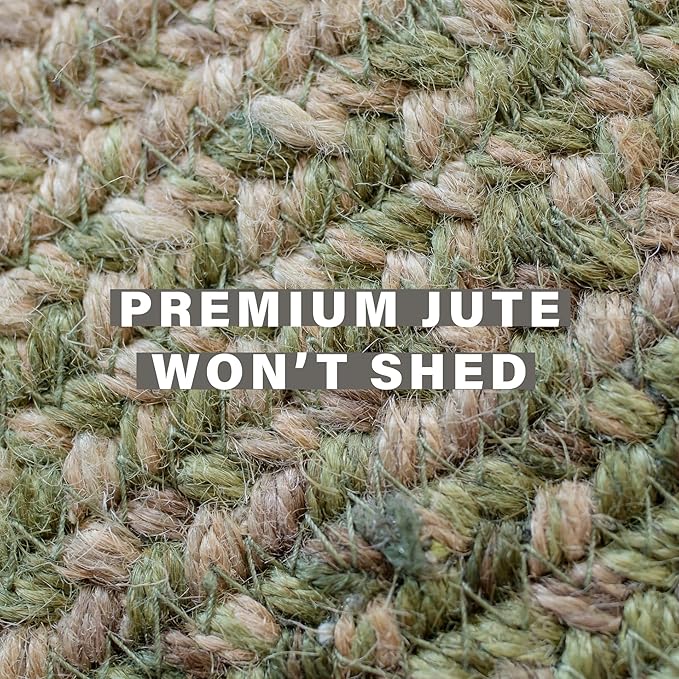 Homespice Grassland Jute Braided Rugs Runners 22x72 - Rustic Sage Green Runner Rug for Kitchen and Hallway