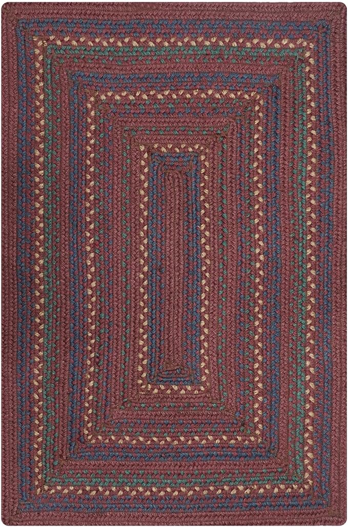 Jamestown Burgundy Small Braided Rug, Jute, 27"x45" Rectangle - Rustic Primitive Decor for Entryway, Bathroom, Everywhere