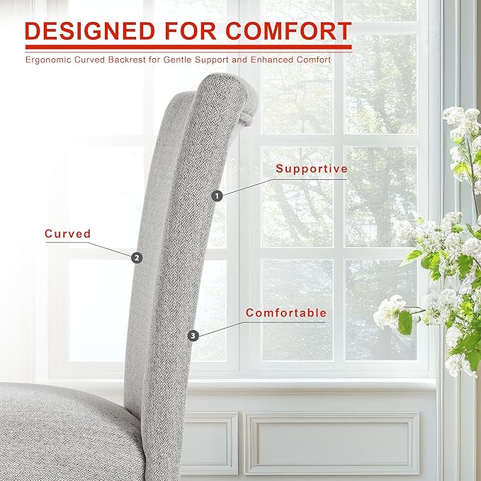 HomePop Parsons Classic Upholstered Accent Dining Chair, Single Pack, Light Grey