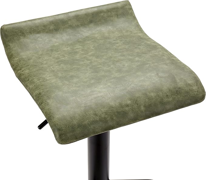 Finnhomy Bar Stools Set of 2 Counter Height, Swivel Barstools with Footrest and Backless, Height Adjustable Modern Bar stools for Kitchen, Vintage Leather, Retro Green