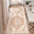 Tangsoo 2x5 Washable Runner Rug for Hallways, Non Slip Vintage Runner, Soft Low Pile Long, Print Distressed Brick Red Carpet Runners for Kitchen Bedroom Entryway Bathroom Living Room