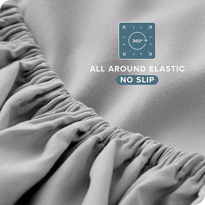 Bare Home Queen Sheet Set - Luxury 1800 Ultra-Soft Microfiber - Double Brushed - Deep Pockets - Easy Fit - 4 Piece Set - Bedding Sheets & Pillowcases (Queen, Light Grey)