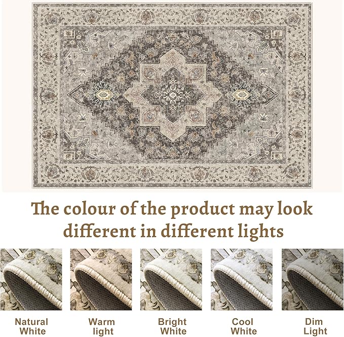 Tangsoo 2x6 Washable Runner Rug for Hallways, Non Slip Vintage Runner, Soft Low Pile Long Rug Runner, Print Distressed Brown/Grey Carpet Runners for Kitchen Bedroom Entryway Bathroom Living Room