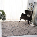 SAFAVIEH Florida Shag Collection Area Rug - 5' Square, Grey & Light Blue, Scroll Design, Non-Shedding & Easy Care, 1.2-inch Thick Ideal for High Traffic Areas in Living Room, Bedroom (SG455-1160)