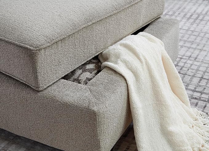 Signature Design by Ashley Claireah Casual Square Storage Ottoman with Removable Lid, Light Brown
