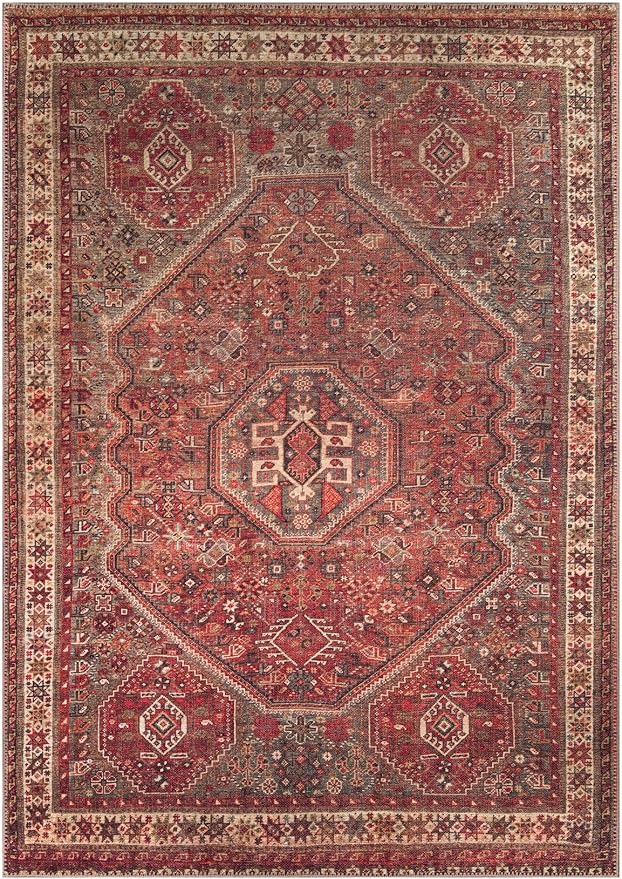 Keen Home Design 4x6 Rug - Machine Washable Area Rug with Non-Slip Backing, Ideal for Living Room, Dining Room, Bedroom - Vintage, Easy Clean, Durable, Low Pile Rug - (4' x 6')