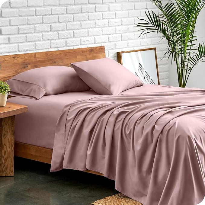 Bare Home Full Sheet Set - Luxury 1800 Ultra-Soft Microfiber Full Bed Sheets - Double Brushed - Deep Pockets - Easy Fit - 4 Piece Set - Bedding Sheets & Pillowcases (Full, Mauve)