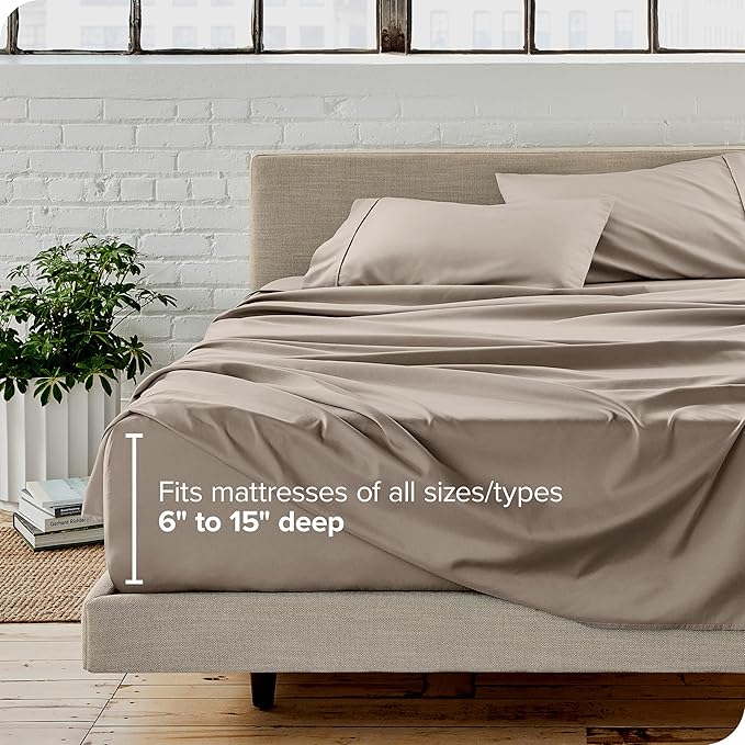 Bare Home California King Sheet Set - 1800 Ultra-Soft Microfiber Cal King Bed Sheets - Double Brushed - Deep Pockets - Easy Fit - 4 Piece Set - Bed Sheets (California King, Khaki)