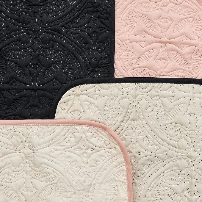 Great Bay Home Reversible Chair Cover - Washable Slipcover Furniture Protector with Elastic Straps - Chair Cover for Dogs, Kids, and Pets - Quilted & Stitched Detail (Chair, Black/Taupe)