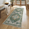GENIMO 2x5 Runner Rugs for Hallway, Machine Washable Non Slip Vintage Rugs, Low Pile Lightweight Soft Print Rug for enrtyway, Corridor, Home Office, Kitchen,Pine Green