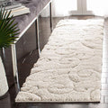 SAFAVIEH Florida Shag Collection Runner Rug - 2'3" x 7', Creme & Creme, Scroll Design, Non-Shedding & Easy Care, 1.2-inch Thick Ideal for High Traffic Areas in Living Room, Bedroom (SG455-1111)