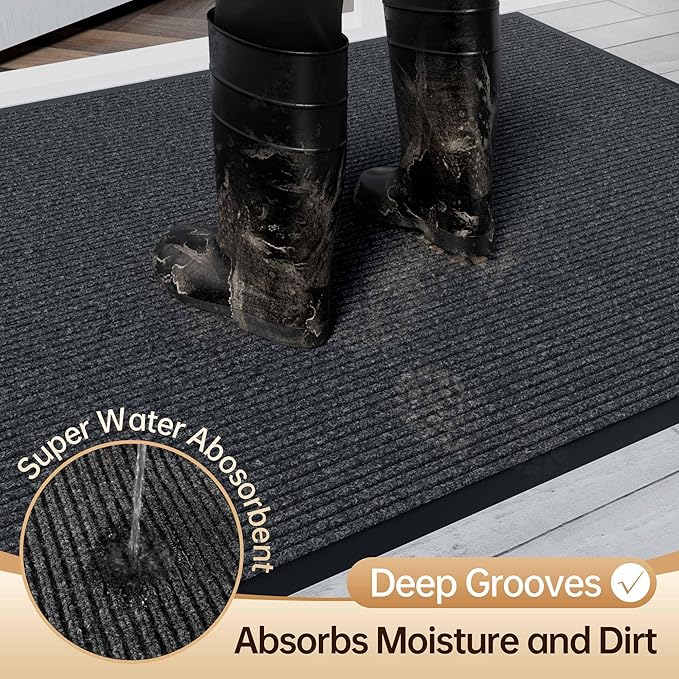 Amyracel Front Door Mat Indoor Outdoor Entrance, 36'' x 72'' All-Season Waterproof Heavy Duty Doormat for Outside Entry, Stain and Fade Resistant, Low Profile, Easy Clean Patio Entryway Mat