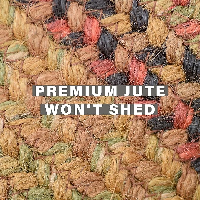 Homespice Gingerbread Jute Brown 4x6' Braided Area Rug for Living Room, Bedroom and Dining Room. Pet Friendly. Decor Styles Farmhouse Rug, Rustic, Vintage, Cottage, Primitive, Country, Boho Rug