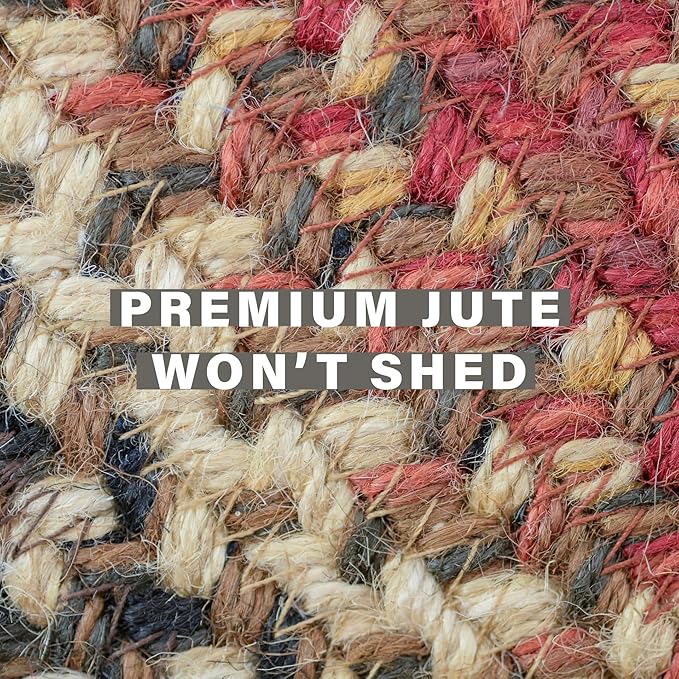 Homespice Chester Red Braided Rugs 2x3' Oval Country Style Rugs for Your Home