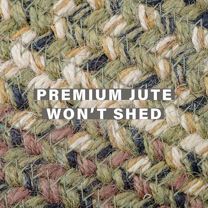 Pinecone Oval Woven Rug 27x45 - Country Style Braided Jute Entryway Rug for Rustic Decor