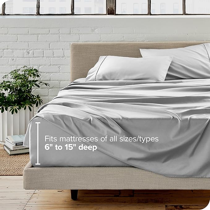 Bare Home Twin Sheet Set - 1800 Ultra-Soft Microfiber Bed Sheets - Double Brushed - Deep Pockets - Easy Fit - Extra Soft - 3 Piece Set - Bedding Sheets & Pillowcases (Twin, Cloud Grey)