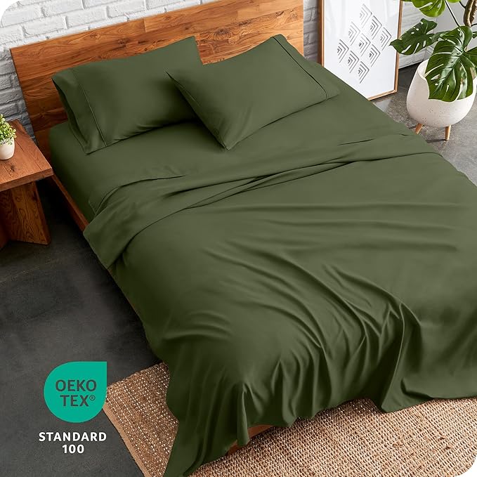Bare Home Full Sheet Set - Luxury 1800 Ultra-Soft Microfiber Full Bed Sheets - Double Brushed - Deep Pockets - Easy Fit - 4 Piece Set - Bedding Sheets & Pillowcases (Full, Cypress)