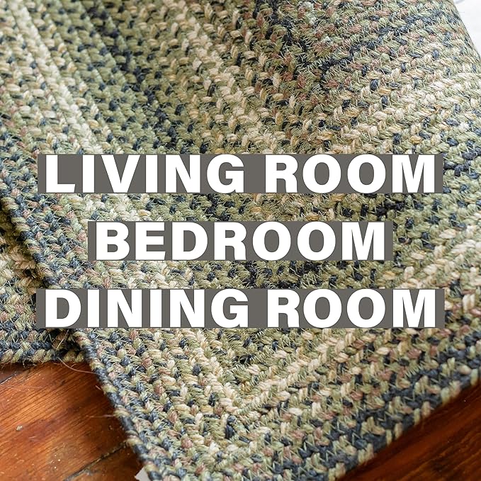 Homespice Pinecone Jute Braided Oval Area Rugs 8x10' – Country Style Dining Room Rugs for Under Table