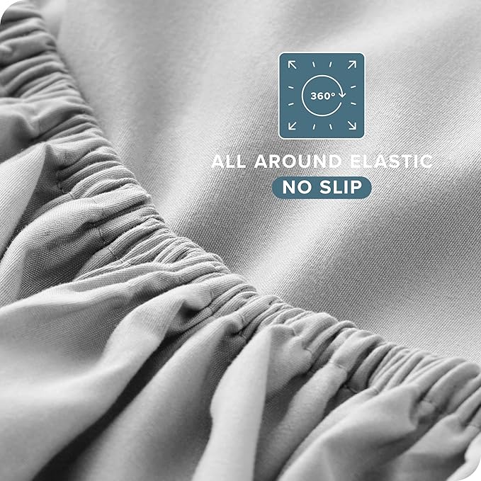 Bare Home Full XL Sheet Set - Luxury 1800 Ultra-Soft Microfiber Full Extra Long Bed Sheets - Double Brushed - Deep Pockets - Easy Fit - 4 Piece Set - Bedding Sheets & Pillowcases (Full XL, Cloud Grey)