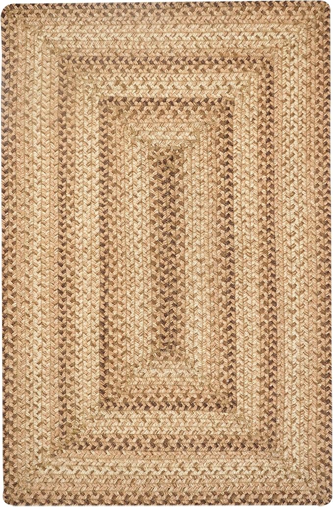 Homespice Cookie Dough Brown Jute Rug 20x30 - Country Style Farmhouse Braided Rugs for Kitchen