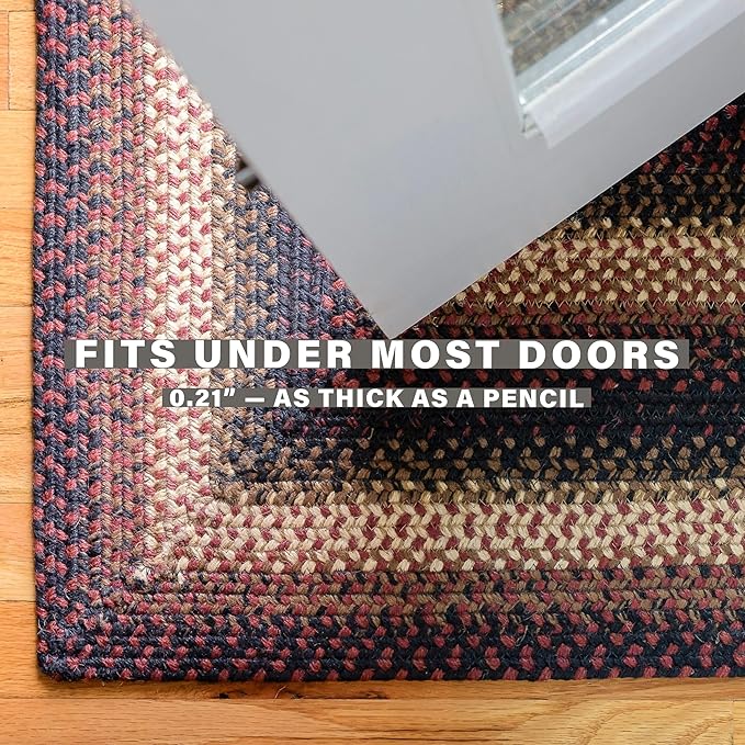 Prescott Oval Braided Rug 20x30 - Black and Burgundy Jute Braided Oval Rug for Kitchen and Entryway