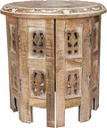 Versatile Octagonal Wooden Table – 12" Round Top, 12" Height – Rustic White-Wash Coffee Table, Side Table, or End Table for Living Room, Bedroom, or Kids’ Room