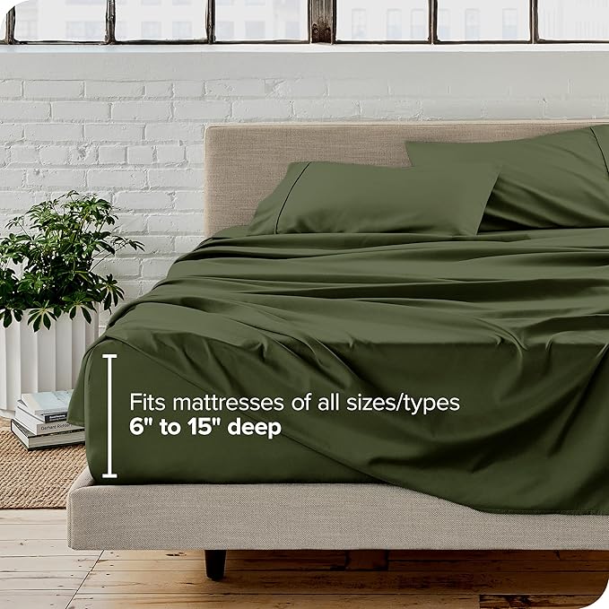 Bare Home Full XL Sheet Set - Luxury 1800 Ultra-Soft Microfiber Full Extra Long Bed Sheets - Double Brushed - Deep Pockets - Easy Fit - 4 Piece Set - Bedding Sheets & Pillowcases (Full XL, Cypress)