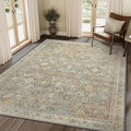 3X5 Area Rugs Machine Washable Rugs for Living Room, Vintage Boho Large Rugs for Bedroom Dining Room, Non Slip Indoor Soft Distressed Lightweight Thin Low Pile Carpet, Turmeric