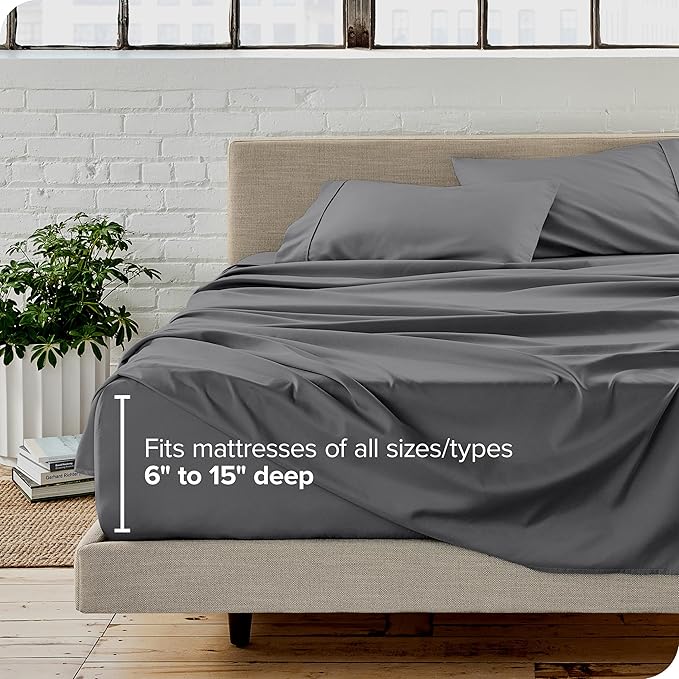 Bare Home King Sheet Set - Luxury 1800 Ultra-Soft Microfiber King Bed Sheets - Double Brushed - Deep Pockets - Easy Fit - 4 Piece Set - Bedding Sheets & Pillowcases (King, Grey)