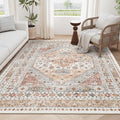 zesthome 6x9 Area Rug, Super Soft Washable Rugs for Living Room, Non-Slip Stain Resistant Vintage Rugs, Ultra-Thin Large Area Rugs (Orange,6'x9')