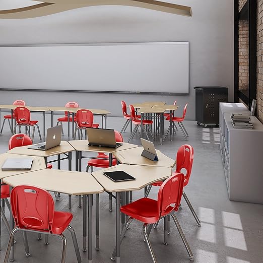 Learniture LNT-118-CSW-RD Learniture Structure Series Stackable School Chairs for Classroom, 18" Seat Height, Red, Pack of 4