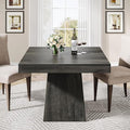 Tribesigns Square Dining Table for 4, 31.5-Inch Small Kitchen Table with Sturdy Pedestal Base, Farmhouse Dinner Table for Dining Room, Living Room, Kitchen (Gray)