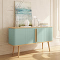 WERMO 53'' Blue Cabinet with Doors and Shelves - Credenza, Modern Media Console Table with Storage, Blue Sideboard Storage Accent Cabinet for Living Room, Office, Entryway and Bedroom (Oak)
