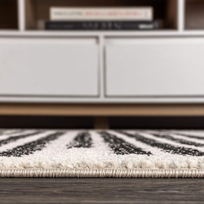 JONATHAN Y Khalil Modern Berber Stripe Cream/Black Runner Rug, 2x20, Contemporary, Bohemian, Easy-Cleaning for Living Room, Bedroom, Kitchen, Pet Friendly, Non-Shedding (MOH207A-220)
