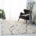 SAFAVIEH Florida Shag Collection Area Rug - 5' Square, Beige & Blue Grey, Scroll Design, Non-Shedding & Easy Care, 1.2-inch Thick Ideal for High Traffic Areas in Living Room, Bedroom (SG455-1155)