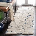 SAFAVIEH Florida Shag Collection Runner Rug - 2'3" x 15', Cream & Blue, Scroll Design, Non-Shedding & Easy Care, 1.2-inch Thick Ideal for High Traffic Areas in Living Room, Bedroom (SG455-1165)