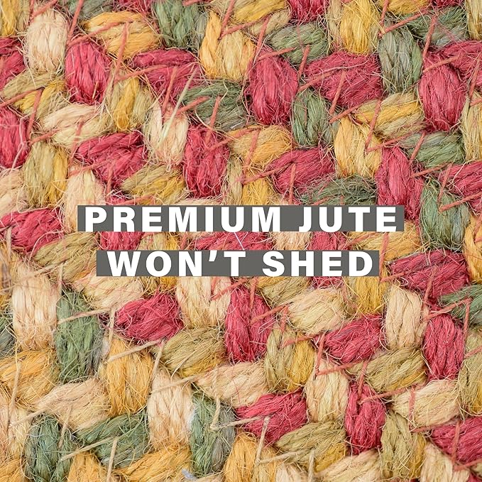 Cider Barn Cranberry Red Oval Braided Rug, Jute, 27"x45" - Perfect Country Primitive Decor for Entryway, Kitchen, Everywhere