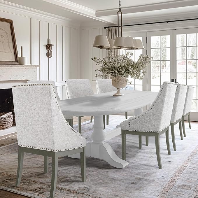 HomePop Home Decor | Upholstered Anywhere Dining Chair | Accent Chairs for Living Room & Bedroom | Decorative Home Furniture - Neutral Textured Solid (Single Pack)