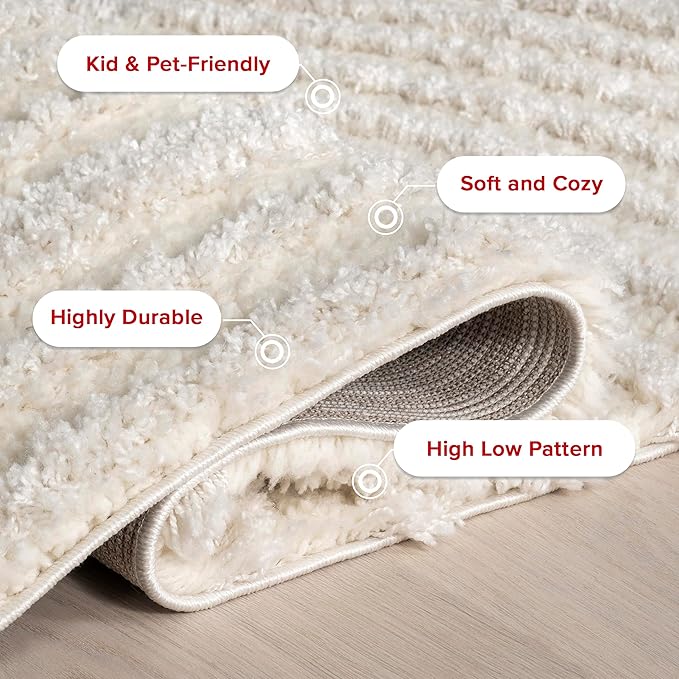 nuLOOM Gloria Abstract Shag Accent Rug, 3x5, Beige